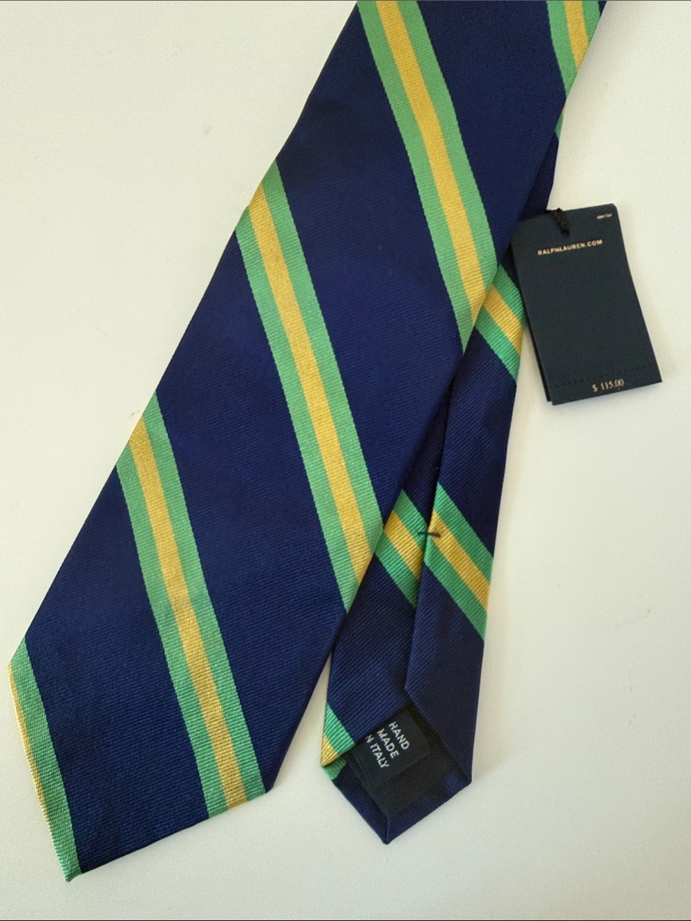 $115 Polo by Ralph Lauren Silk Tie Blue with Stripes Made in Italy NWT